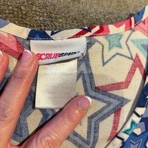 Scrubstar Multicolor Star Print Top